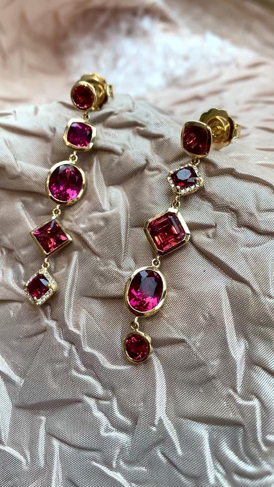 Load and play video in Gallery viewer, Pink Multi Dangle Earrings
