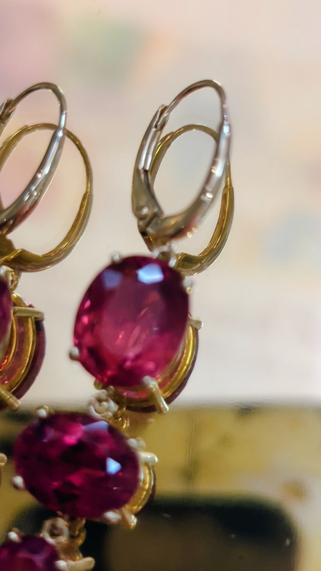 Pink tourmaline dangle earrings