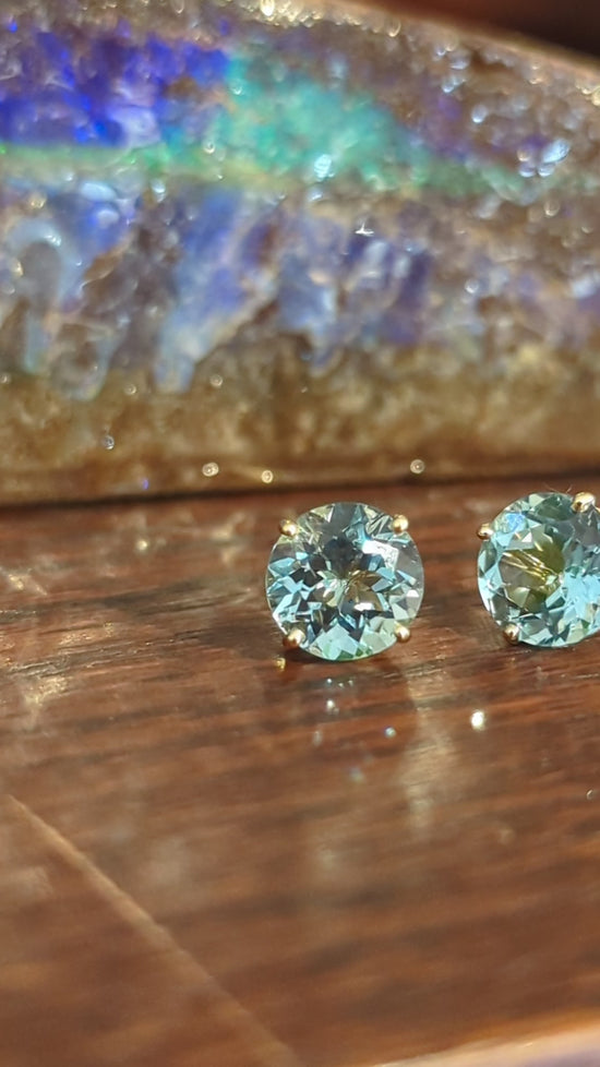 Load and play video in Gallery viewer, Aquamarine Studs
