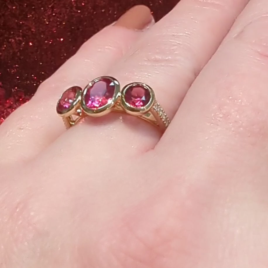 Load and play video in Gallery viewer, Mahenge Spinel Stackable 3-Stone Ring
