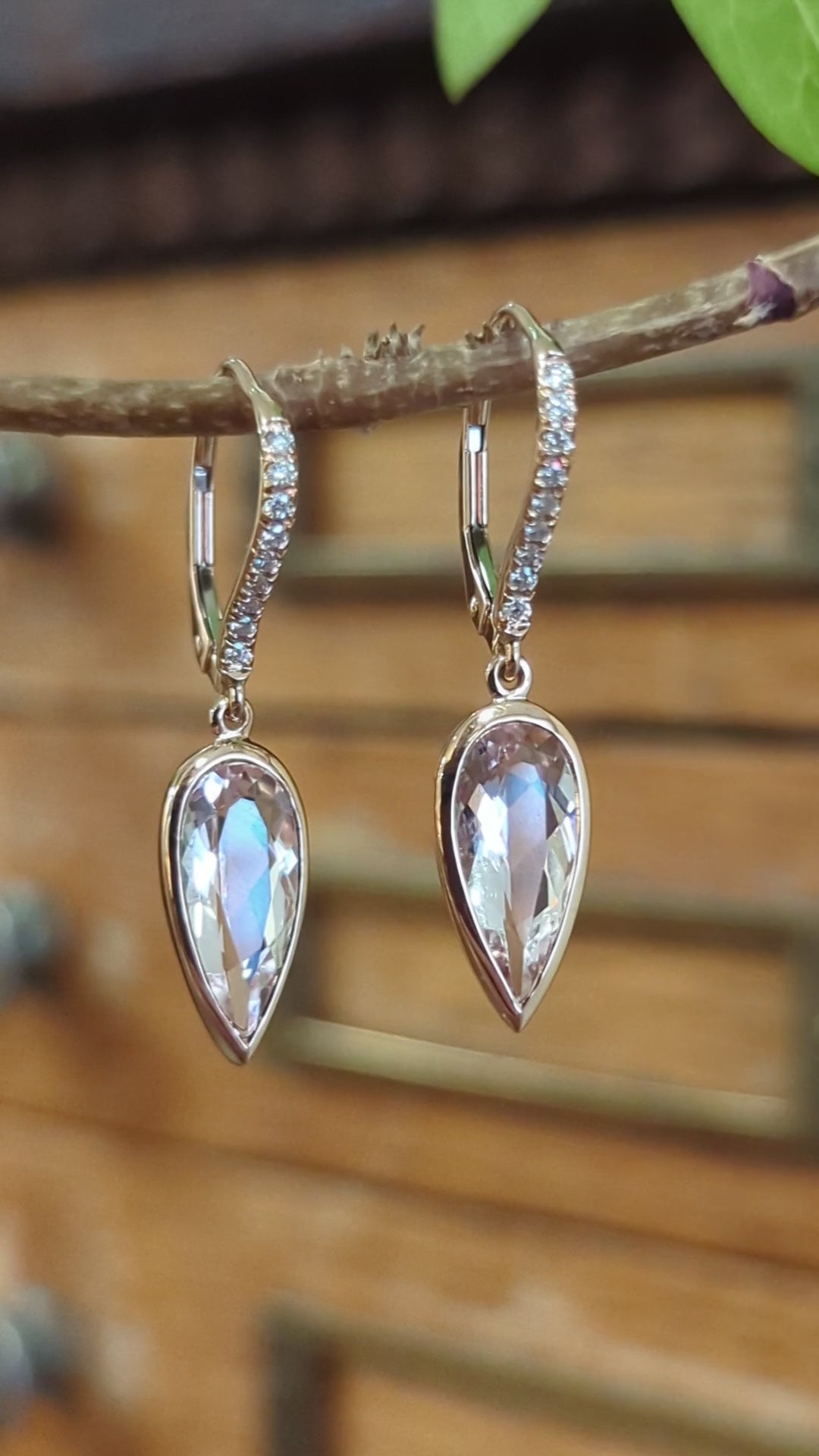 Morganite Bezel Dangle Earrings