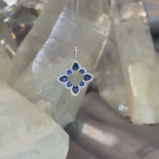 Load and play video in Gallery viewer, Blue Sapphire Open Shape Necklace
