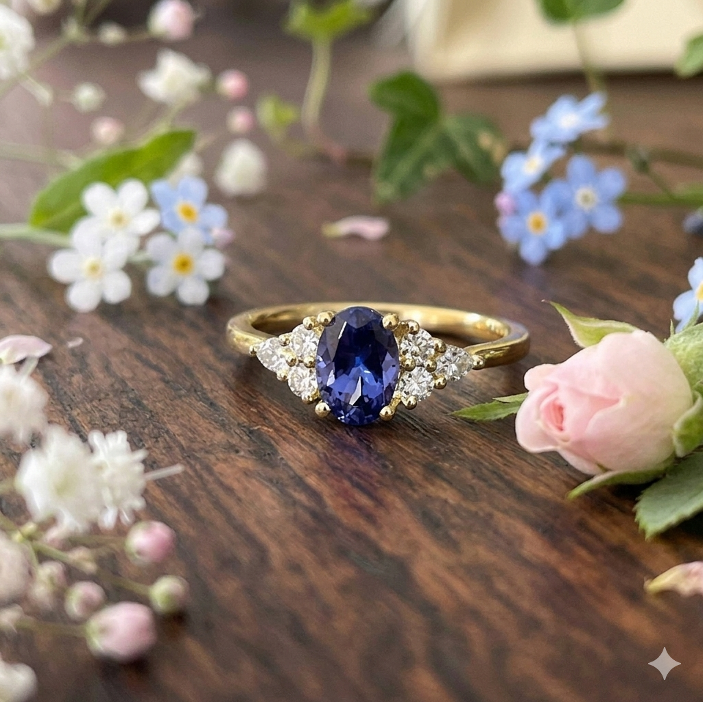 Oval Tanzanite and Diamond Ring