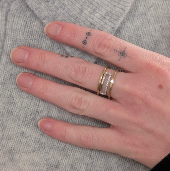Geometric Two-Toned Diamond Ring