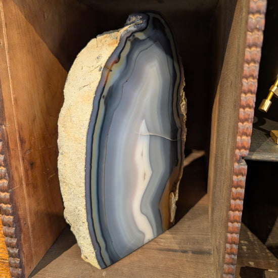 Steel Blue Banded Agate Geode