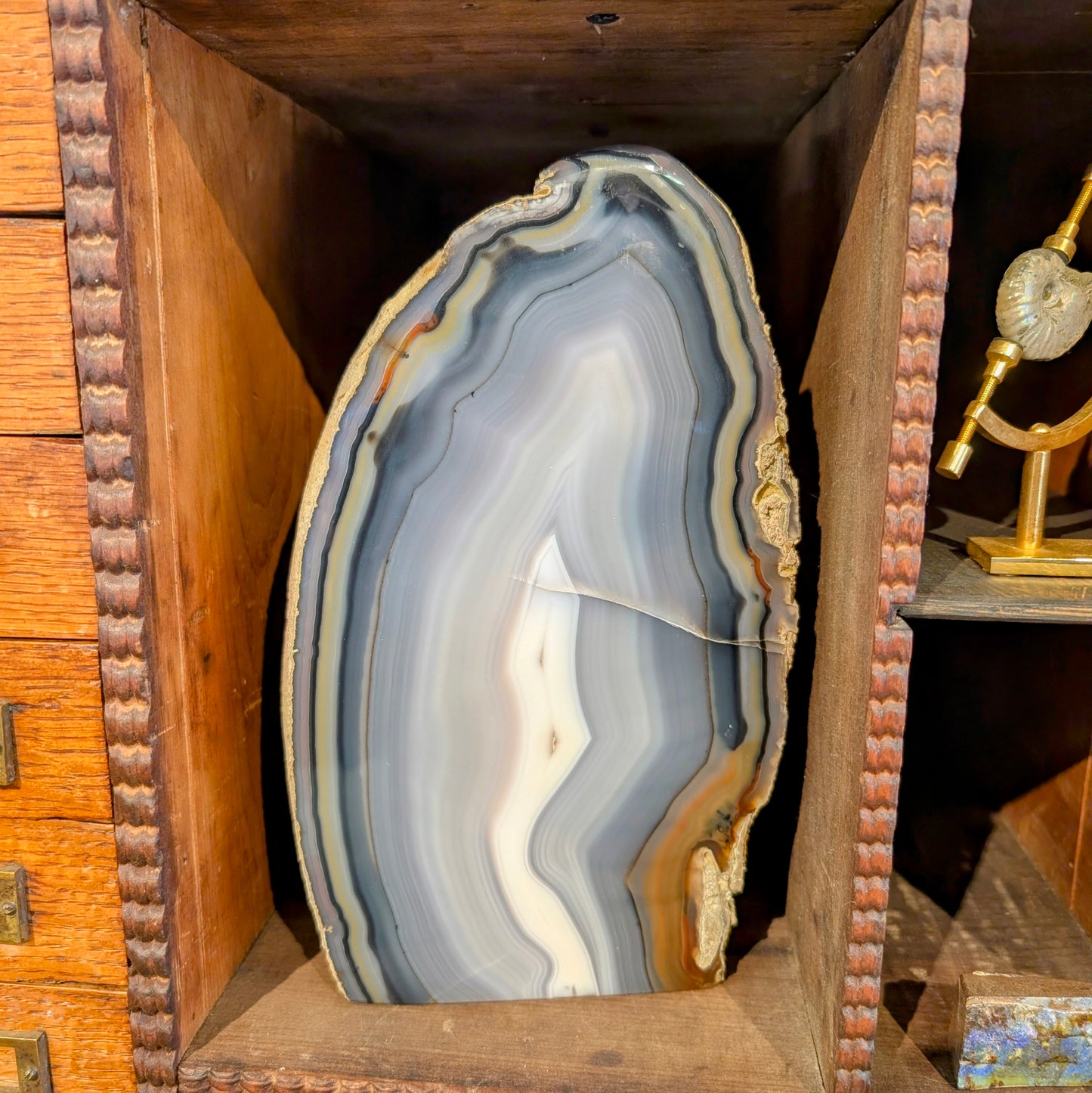 Steel Blue Banded Agate Geode