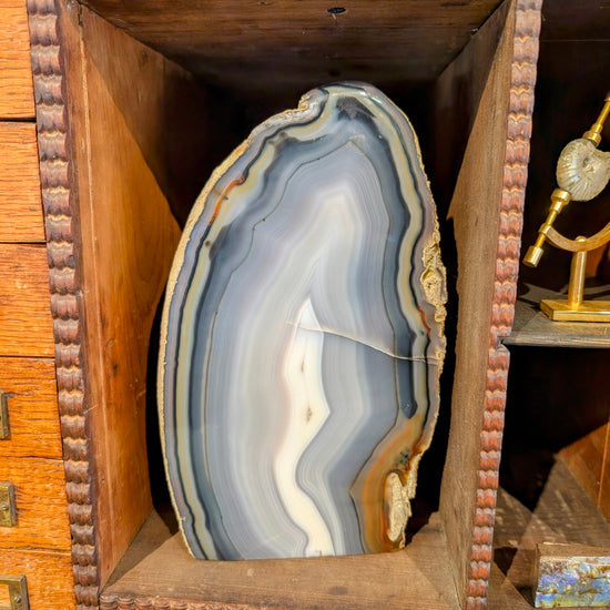Steel Blue Banded Agate Geode
