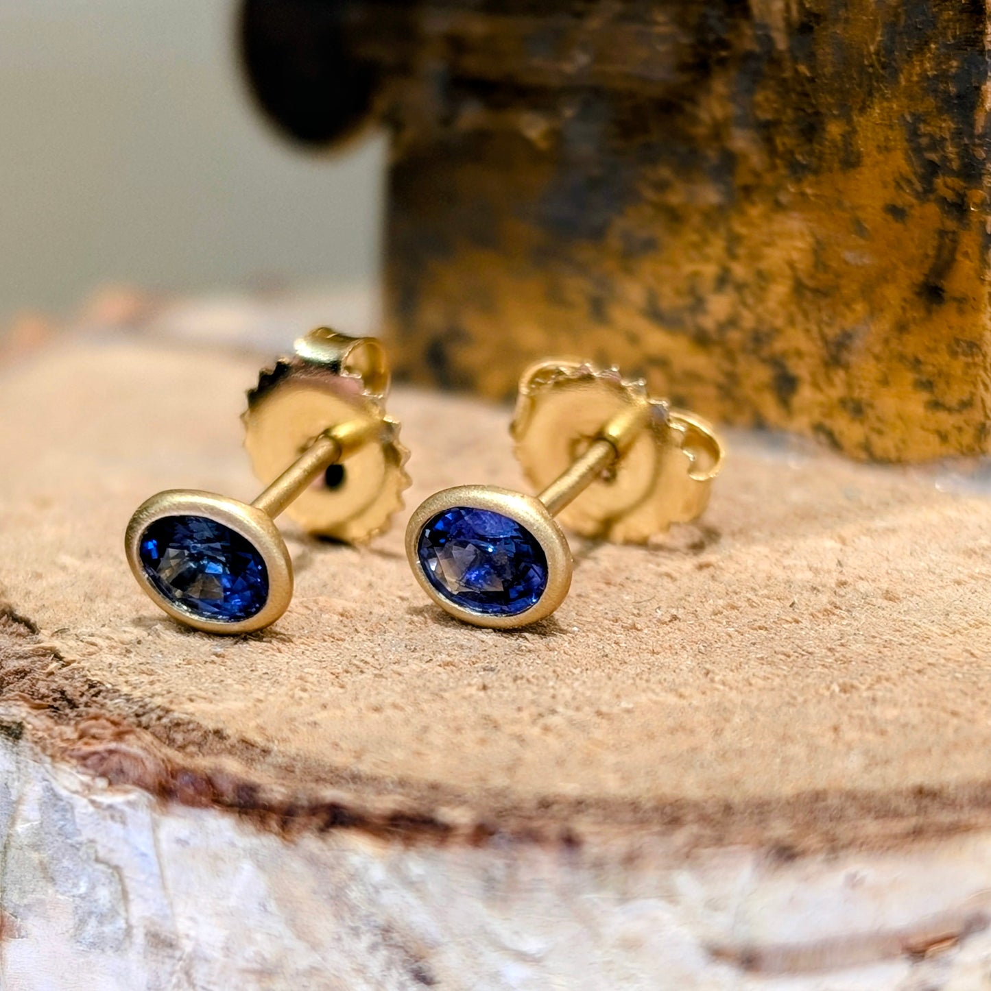 Oval Sapphire Bezel Studs