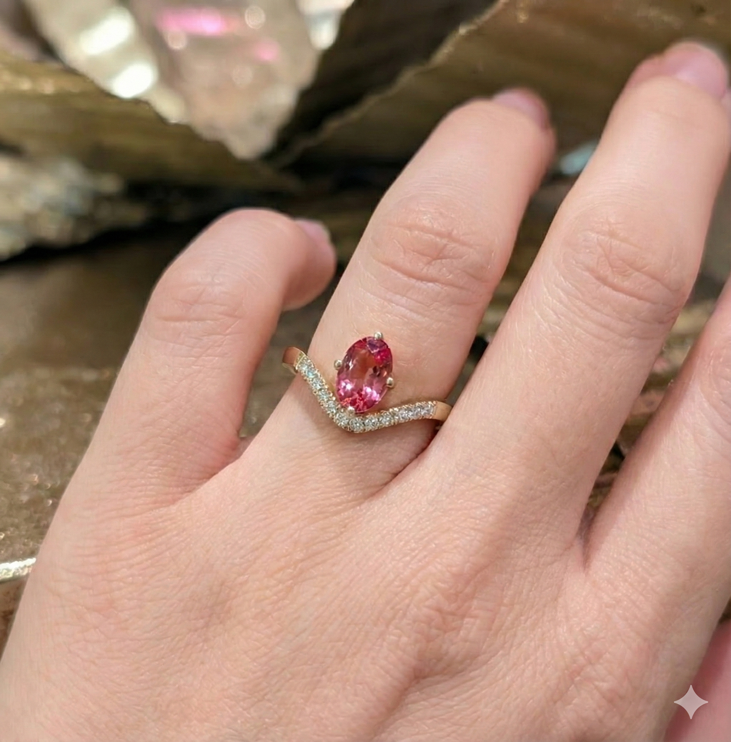 "Side-by" Pink Spinel Ring