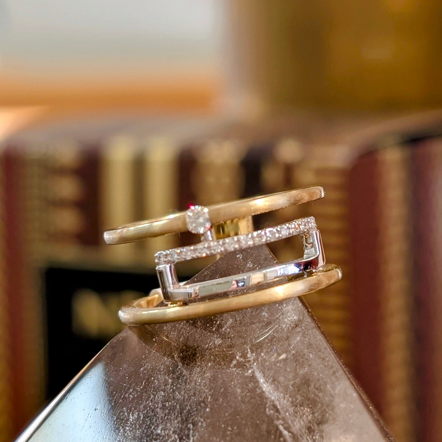 Geometric Two-Toned Diamond Ring