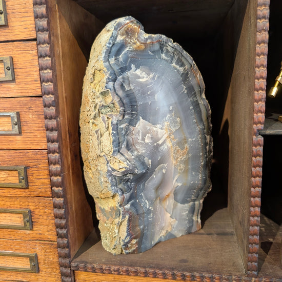 Steel Blue Banded Agate Geode