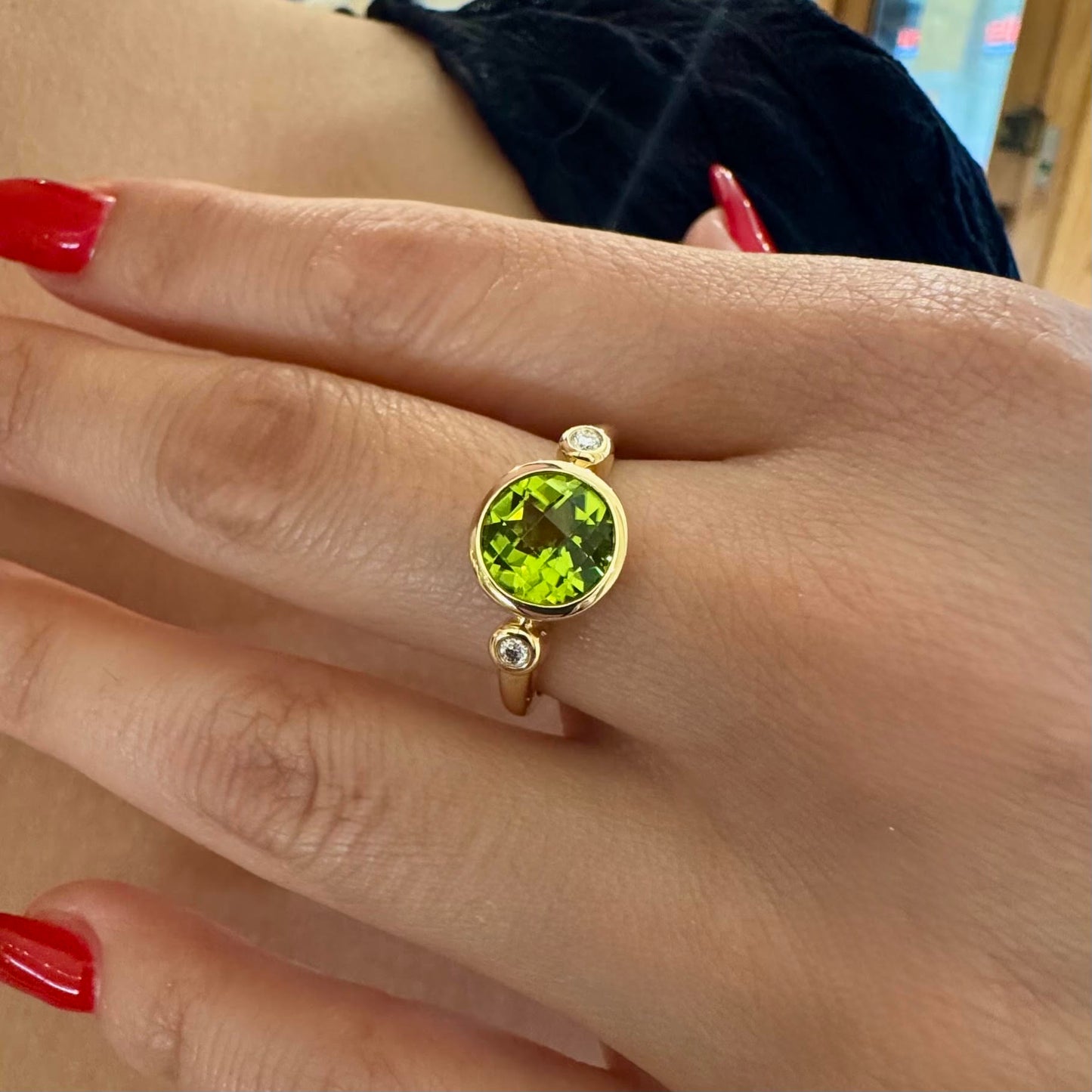 Peridot and Diamond Ring