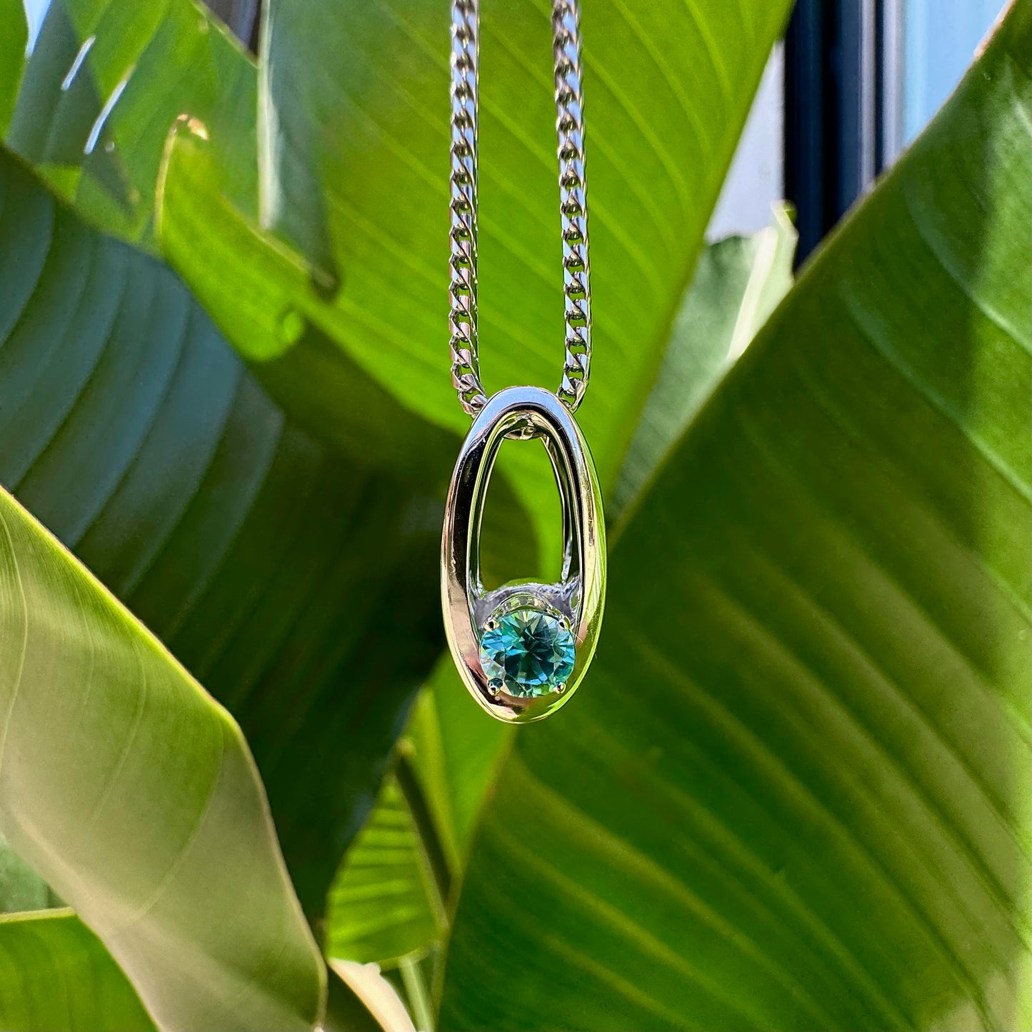Blue Zircon "Abby" Pendant