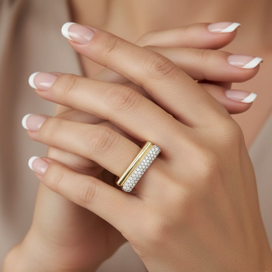Gold Pave Barre Ring