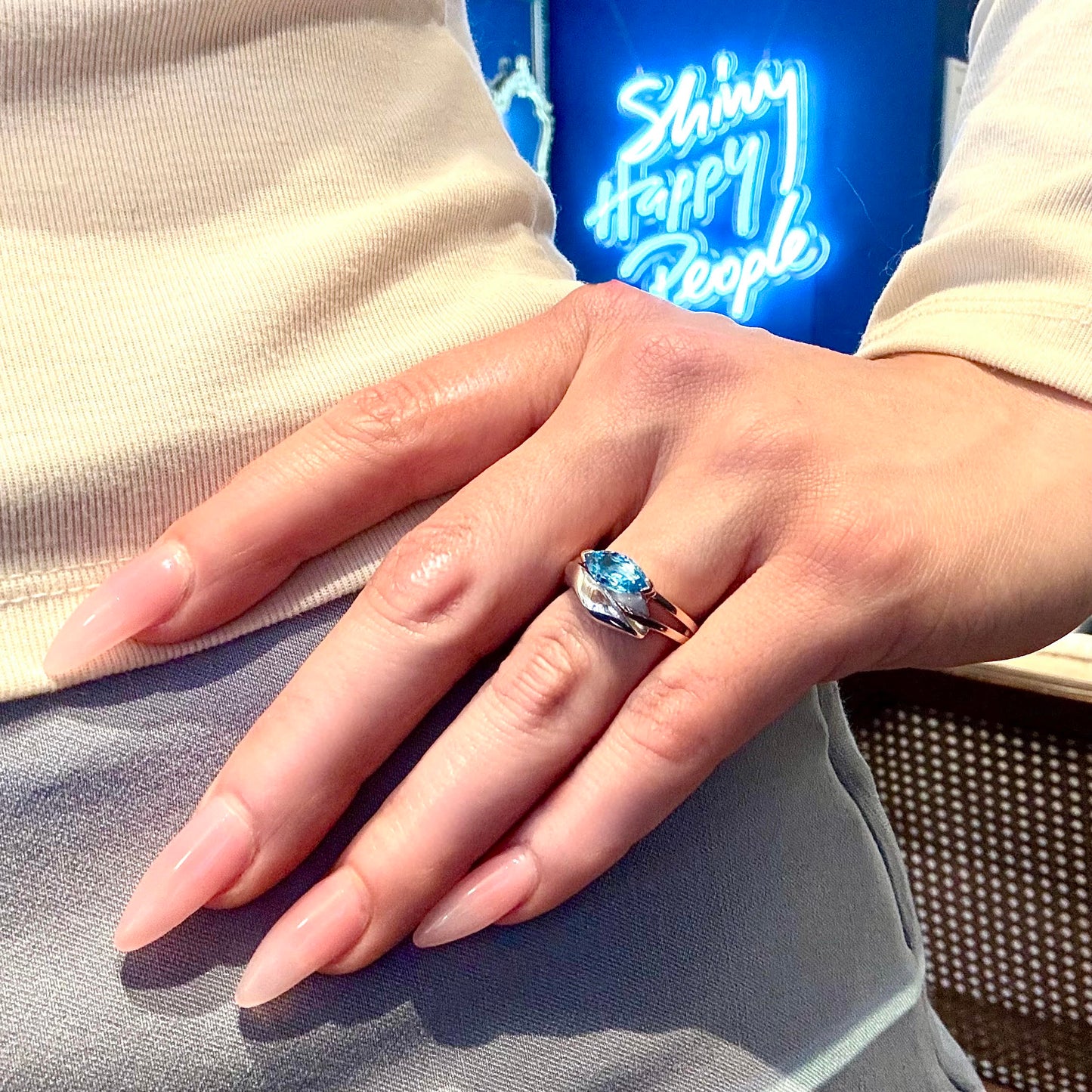 Blue Topaz Marquise Ring
