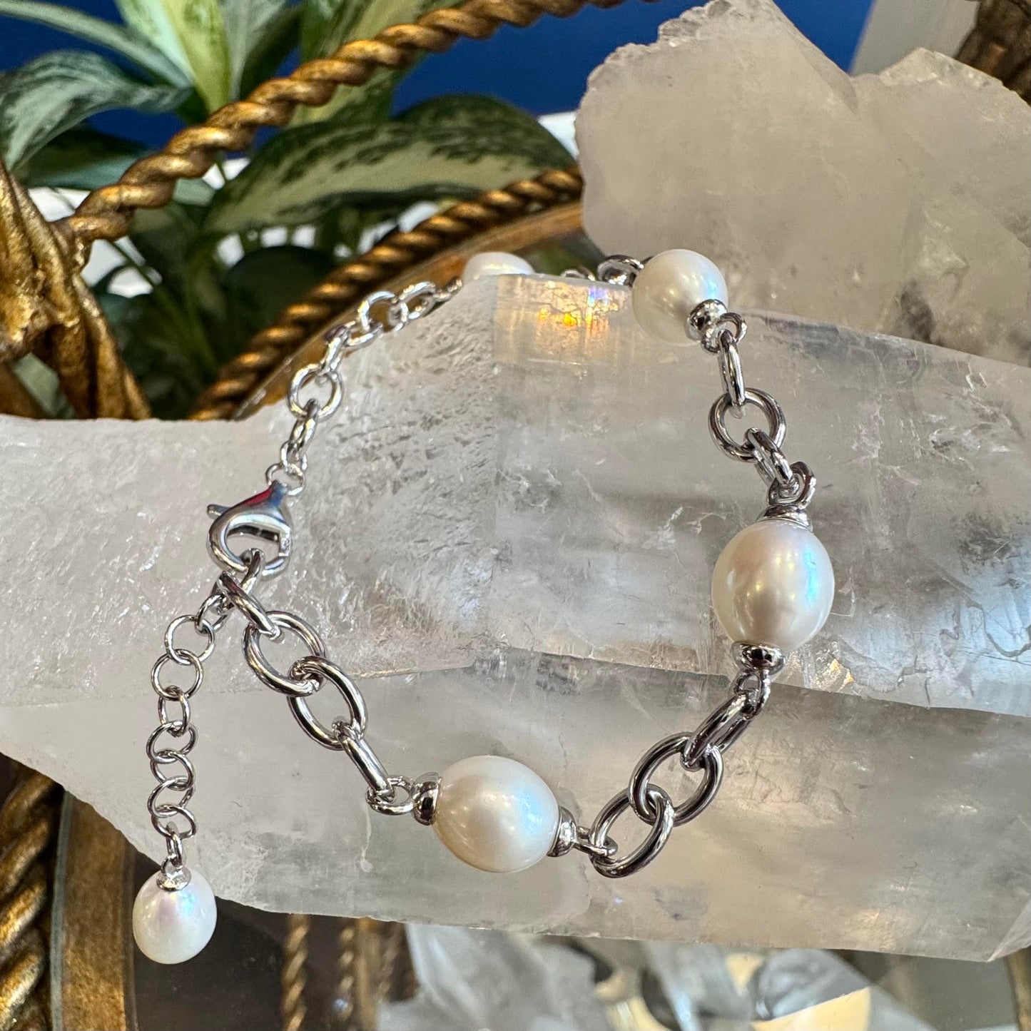 Chain Link Pearl Bracelet